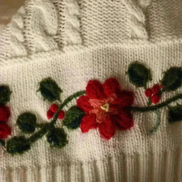 Liz Claiborne Lizsport m 100% Cotton knitted floral cardigans cottage sweater - Picture 15 of 16